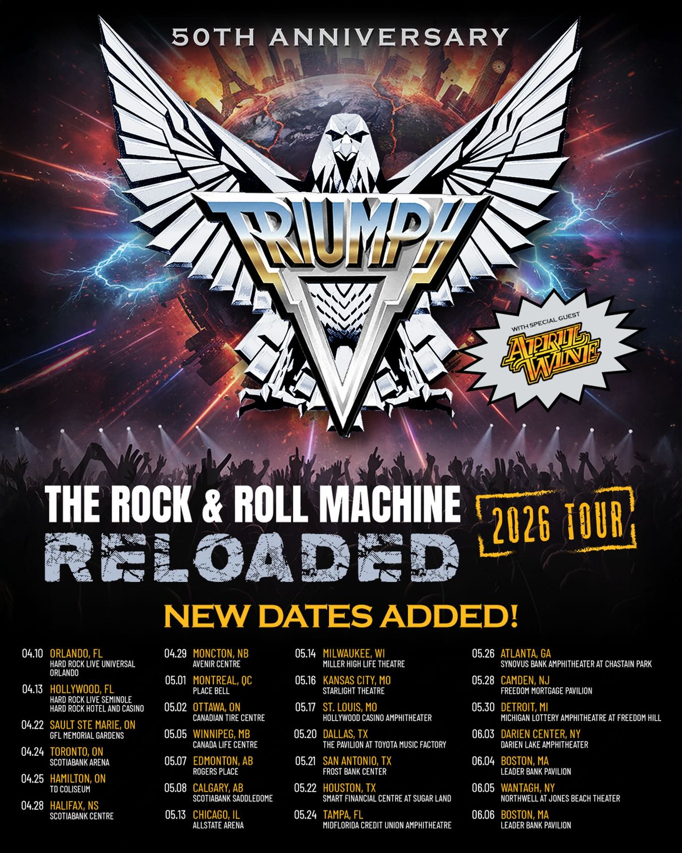Triumph The Rock and Roll Machine Reloaded Tour Poster 2026
